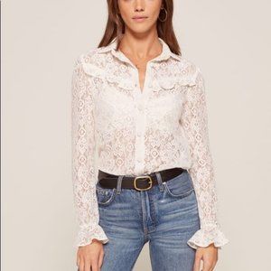 Reformation Lace Floral Long Sleeve Top (Harriet Top)